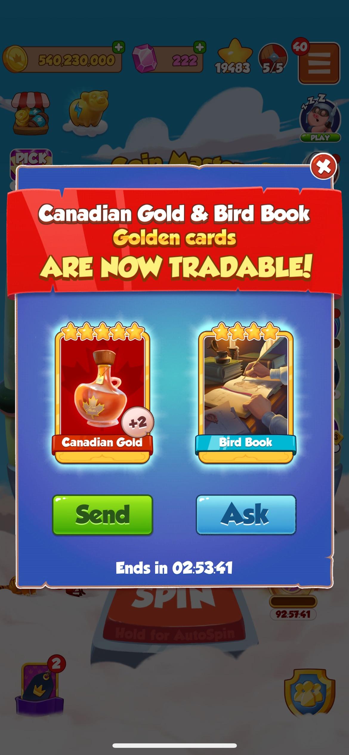Coin Master Bird Book Card